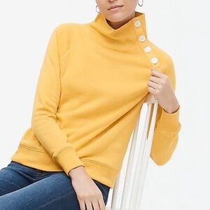 J. CREW Butter Yellow Button-Collar Pullover Sweatshirt (Size Large)